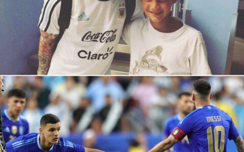 【One Picture Says It All】From Idol to Teammate: 19-Year-Old Argentine Player Caboni Shares the Pitch with Messi