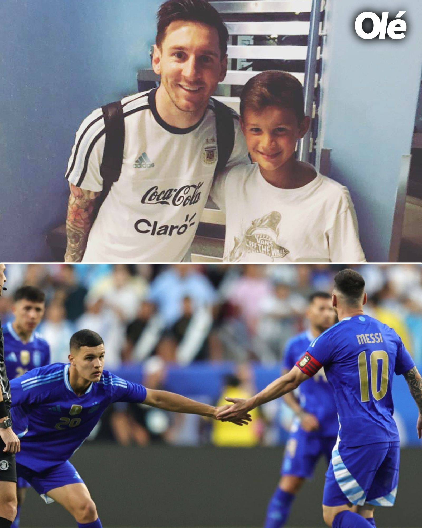 【One Picture Says It All】From Idol to Teammate: 19-Year-Old Argentine Player Caboni Shares the Pitch with Messi