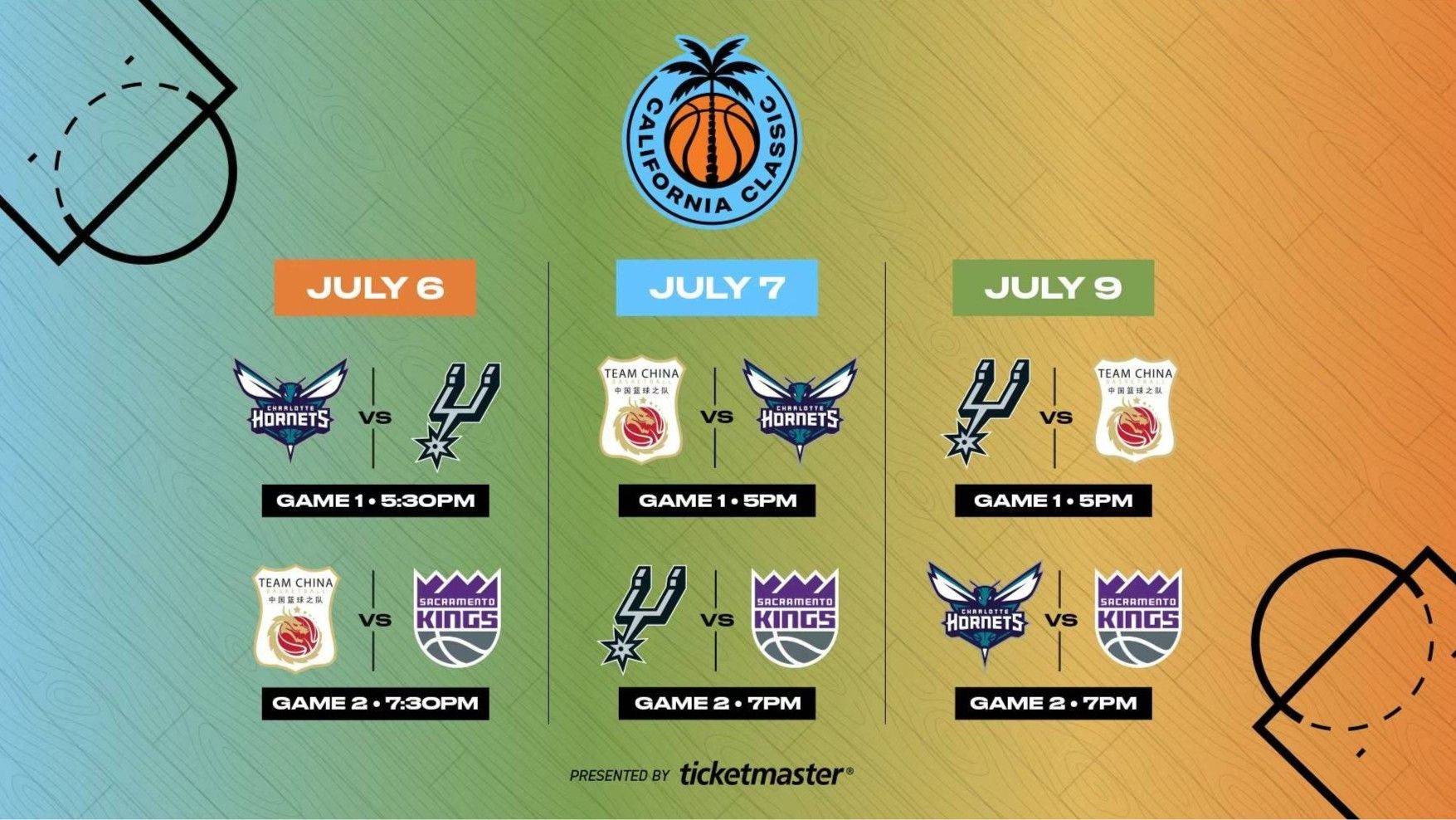 Matchup with Wang Yaming? Schedule for China National Basketball Team's California Classic Released: Facing Kings, Hornets, and Spurs