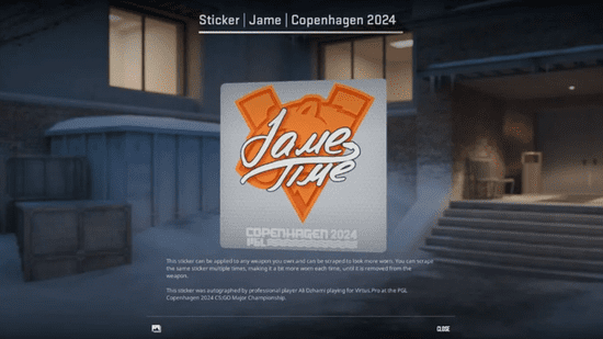 Jame Displays His Copenhagen Major Autograph Sticker, Reviving the Classic "Jame Time"