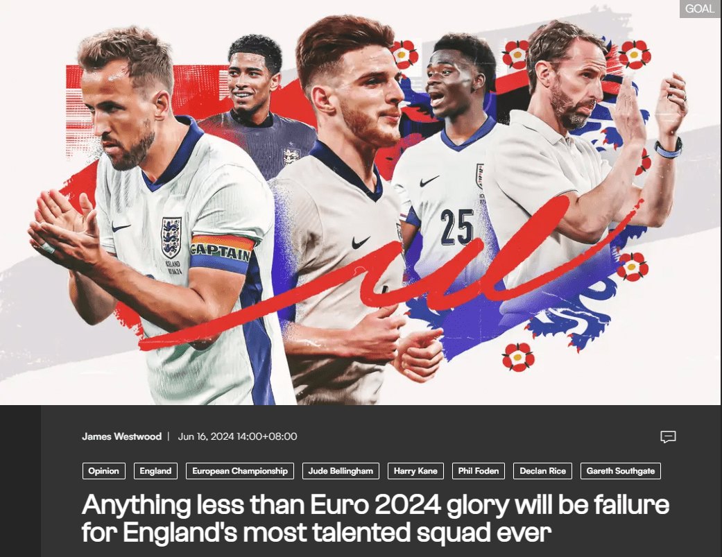 GOAL: Squad Nearly Perfect, England's Failure to Win Euros Would Be a National Embarrassment