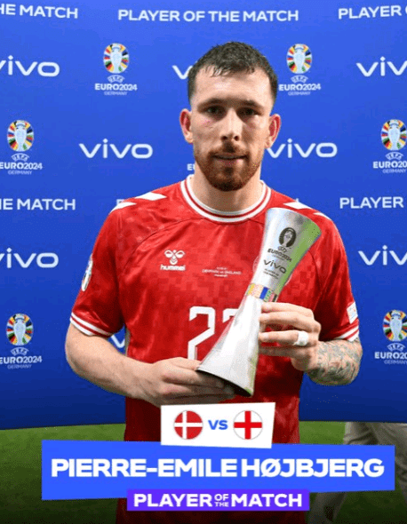 Denmark's Hojbjerg Named Man of the Match against England: A Standout Performance in Both Attack and Defense