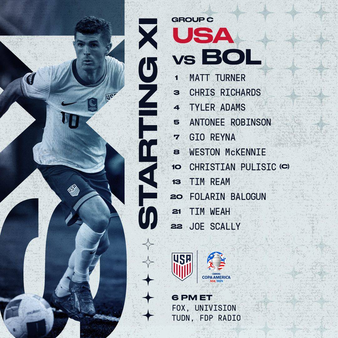 USA vs Bolivia Starting Lineup: Pulisic, McKennie in the XI