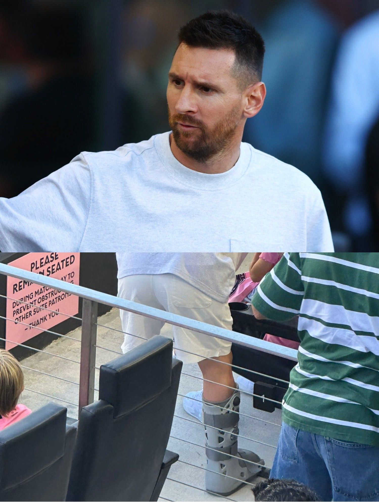 Messi Spotted Wearing Ankle Support, Forced to Watch from Sidelines After Injury