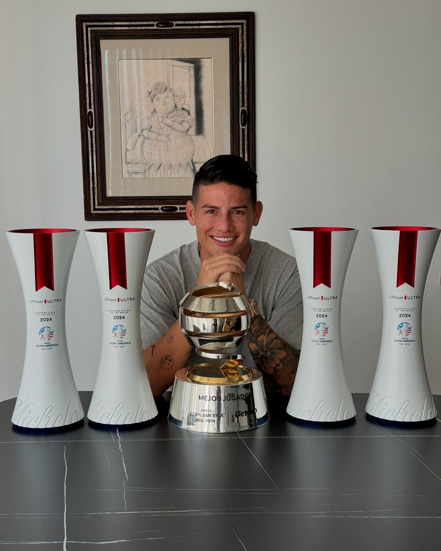 JRod Showcases Photos with Five MVP Trophies: Thanks to Teammates Without Whom He Couldn't Have Achieved This