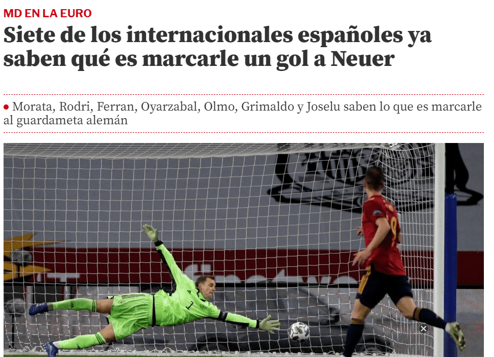 Is Germany in Danger? Mundo Deportivo: Active Spanish Internationals Have Scored Past Neuer