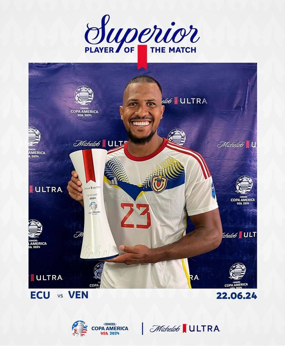 How fierce is Rondon? Copa America's consecutive Man of the Match with goals and assists