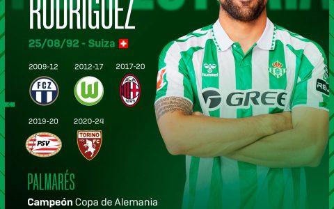 Official Announcement from Real Betis: Free Transfer of Swiss Left-Back R.Rodriguez and Return of Argentine Defender Pezzella to River Plate