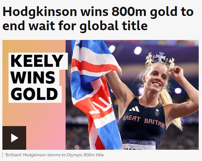 BBC: Hodgkinson's Gold Fulfills Dream, Becomes UK's 10th Athletics Gold Medalist