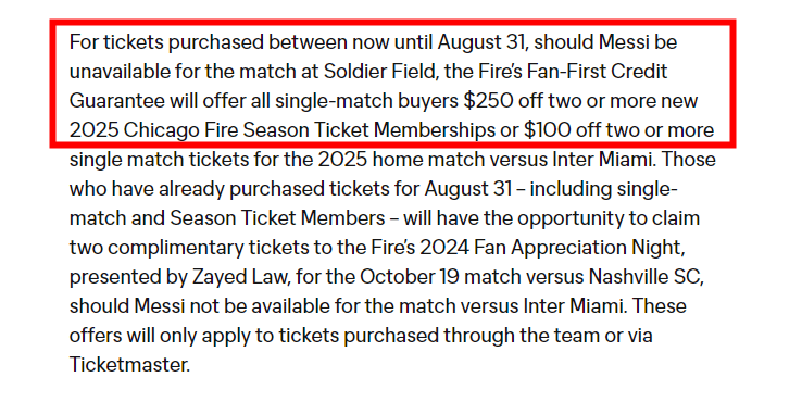 If Messi Misses the Match Due to Injury, Chicago Fire Will Compensate Fans Who Bought Tickets