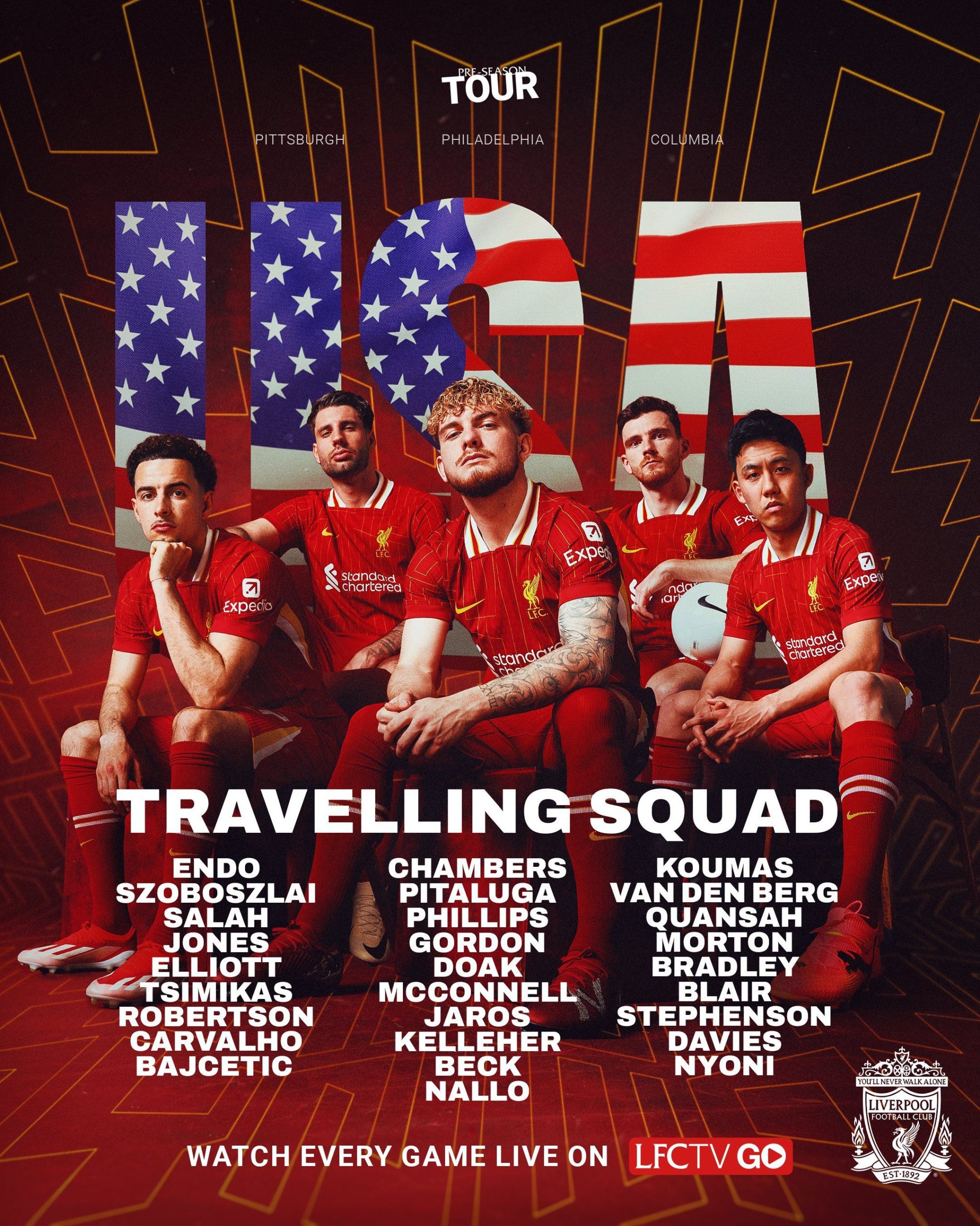 Liverpool Announce Initial Squad for US Tour: Mostly Comprised of Youth Team Players, With Salah and Szoboszlai Included