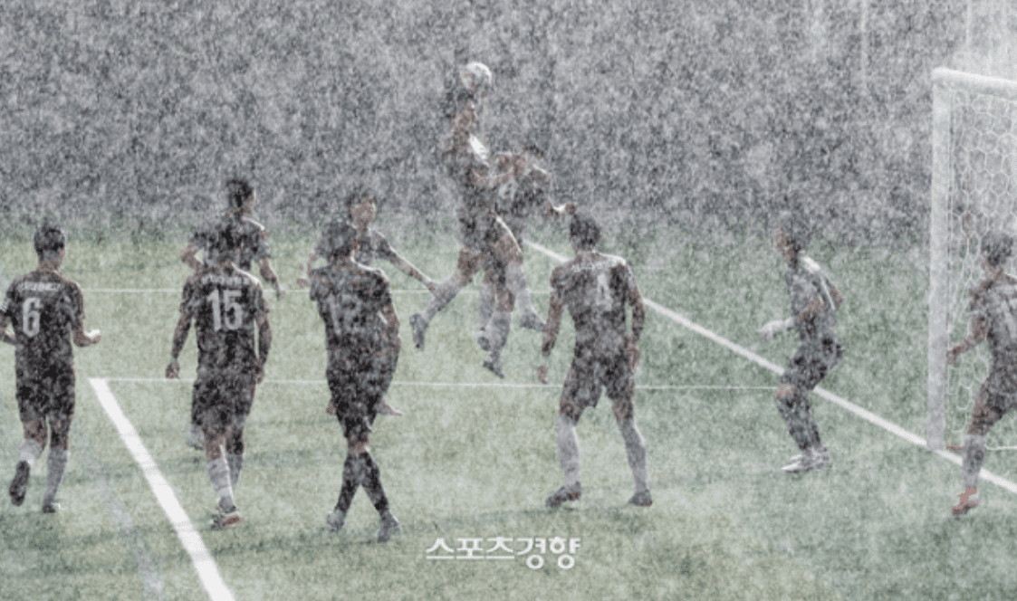 Typhoon-Induced Heavy Rain Causes Own Goals in Korean Football Match