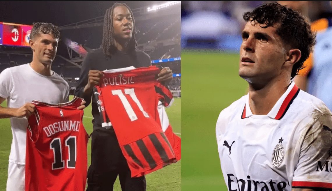 Hello Fellow Countryman! Milan Player Pulisic Exchanges Signed Jerseys with Chicago Bulls Guard Ayo Dosunmu