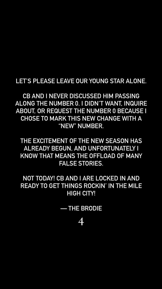 Westbrook Statement: Never Asked Braun for the No. 0 Jersey