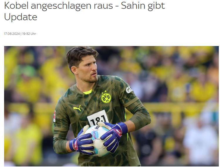 Dortmund Goalkeeper Kobel Sustains Back Strain in DFB-Pokal, Possibly Out for Bundesliga Opener