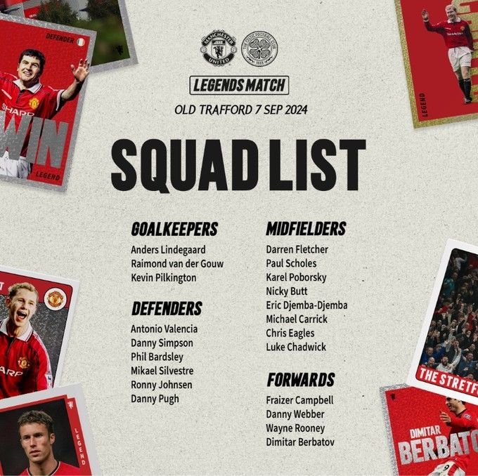 Manchester United Legends Announce Charity Match Squad: Scholes, Rooney, and Berbatov Included