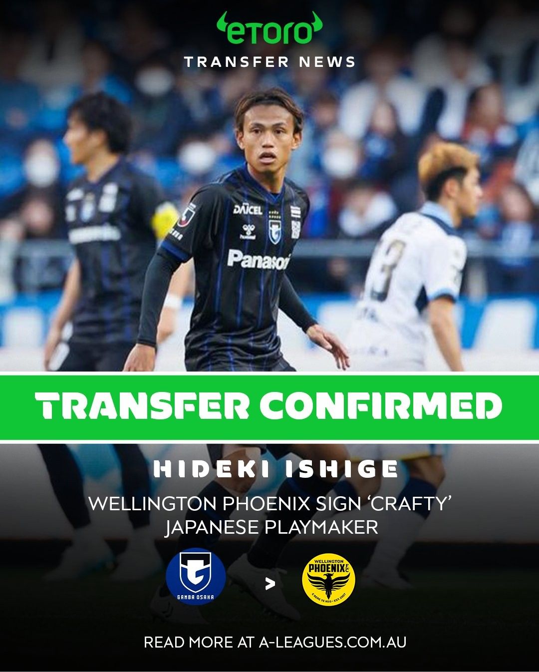 Official: Wellington Phoenix Sign Forward Hideki Ishimo from Gamba Osaka