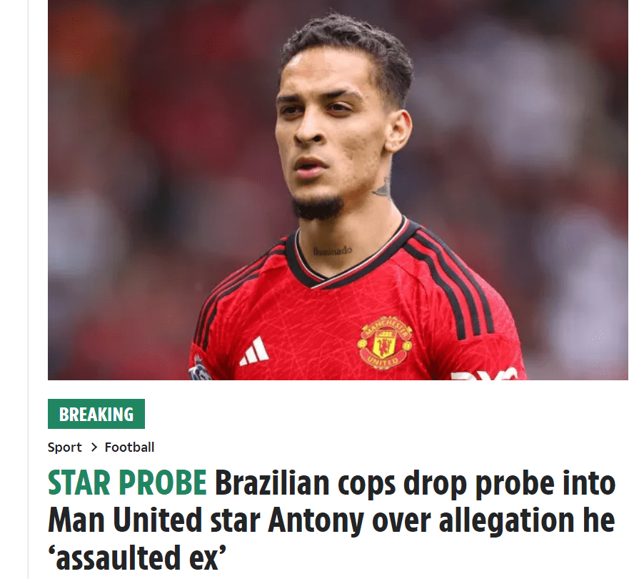 Police Drop Domestic Abuse Investigation Against Manchester United Forward Antony, Finding No Evidence After a Year