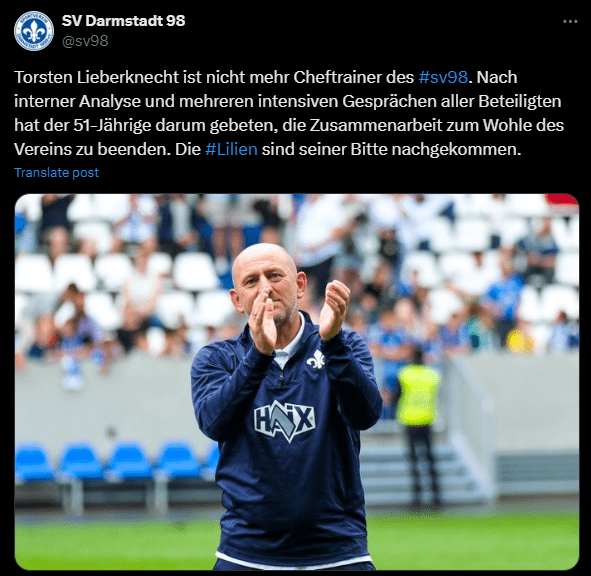 No League Wins Yet! Official: Darmstadt Coach Rieberknecht Resigns