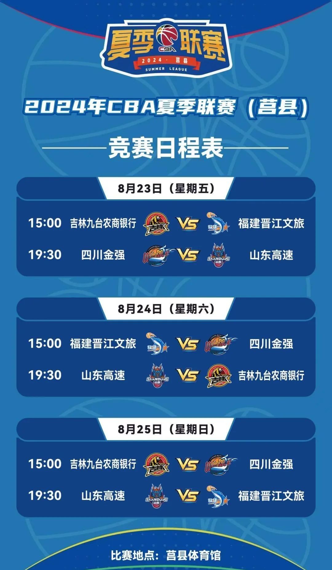 CBA Summer League at Ju County Station: Jilin, Fujian, Sichuan, and Shandong Participating; First Match on the 22nd at 15:00