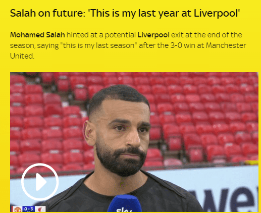 Leaving? Salah: No one at the club has talked to me about a contract; this will be my last season at Liverpool