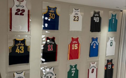 A Wall of Trophies! Real Madrid Star Vinicius Jr. Shares a Wall of NBA Player Signed Jerseys on Social Media