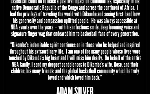 NBA Commissioner Silver: Mutombo's Significance Transcends Life; The World Loved Him