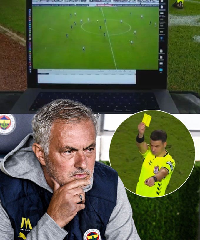 Crazy and Dashing Move! Mourinho Uses Laptop to Protest Against Offside Call on Valid Goal; Referee Books Him With a Yellow Card