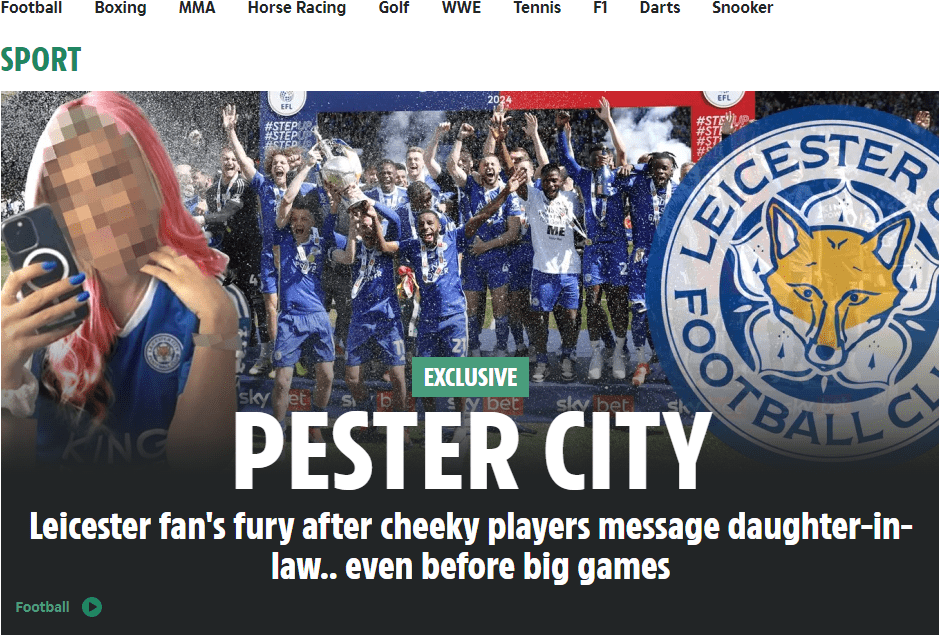 The Sun: Multiple Leicester City Players Slide into Female Fan's DMs, Enraged Family Member Files Complaint with Club