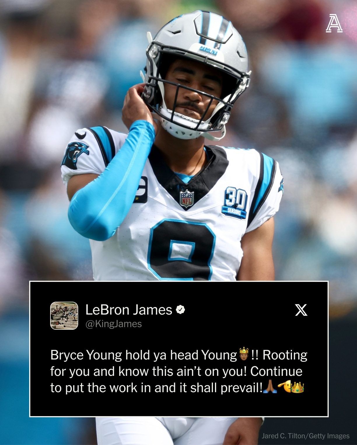 Zhuangyuan Lang Suffers Benching, James Shows Support on Social Media for Panthers' Quarterback Young