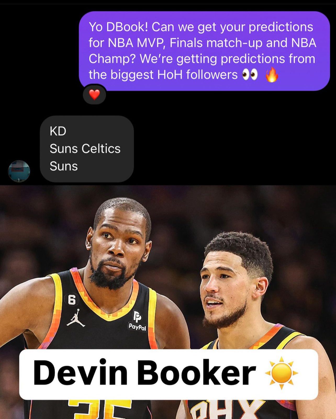 Very Confident! Devin Booker Predicts Suns to Win the Championship and KD to Get MVP in New Season