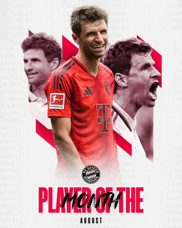 Bayern Official: Müller Named Team's Player of the Month for August