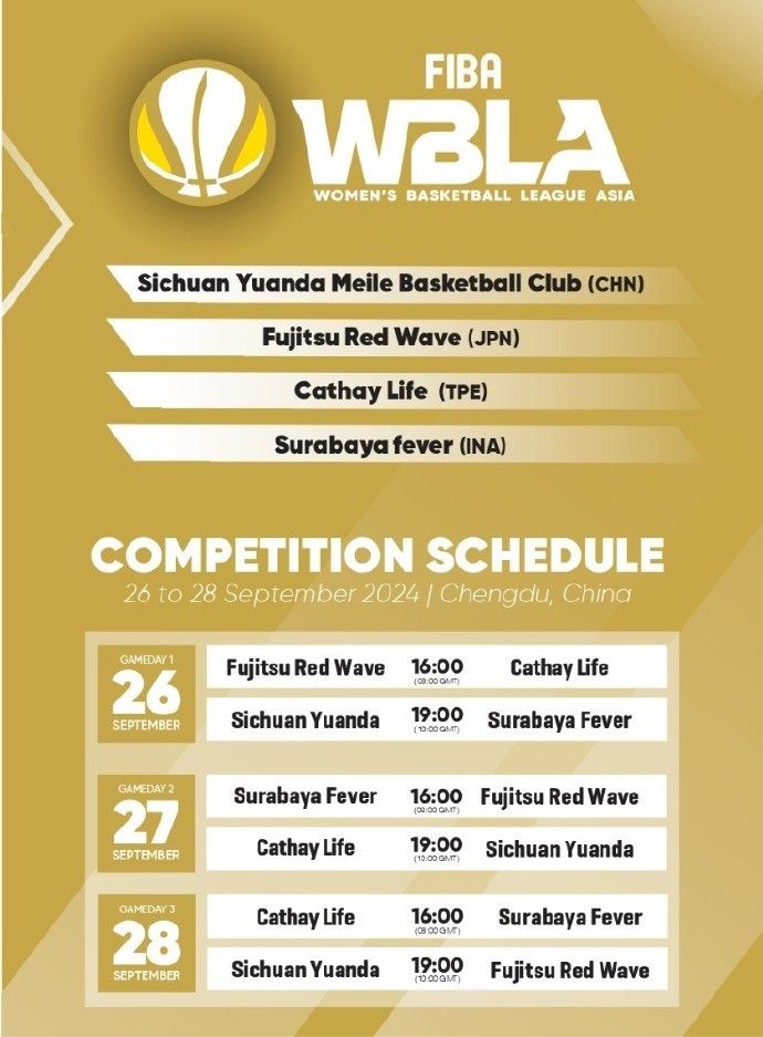 Asian Women's Basketball Champions League Schedule Released: Sichuan to Face Japan's Fujitsu Red Wave in Focal Match on Moon Day