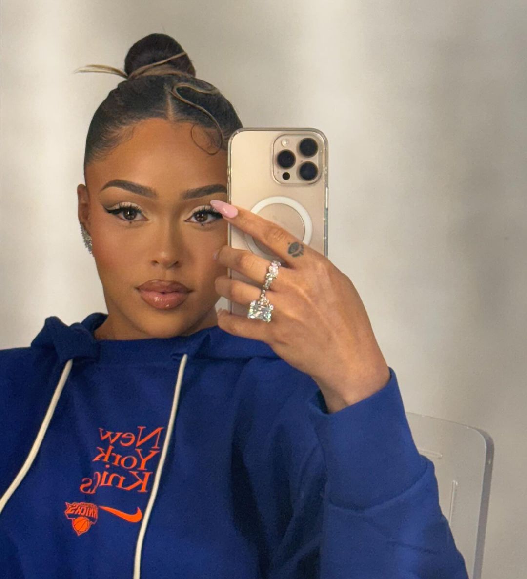 Shining Bright! Towns' Girlfriend Jordyn Woods Shares a Photo of a Large Diamond Ring on Social Media