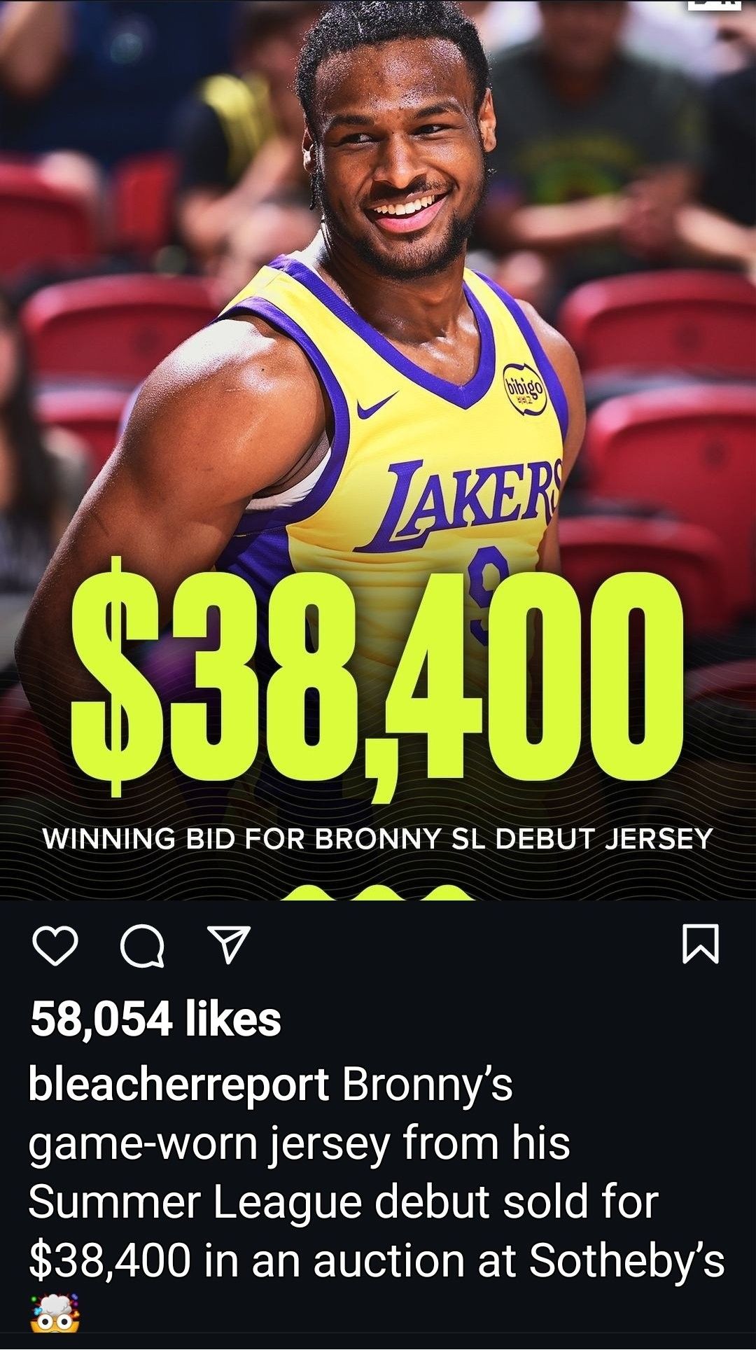 Bronny James' Summer League Debut Jersey Sells for ,400; Top Pick Risa's Jersey Fetches Only 