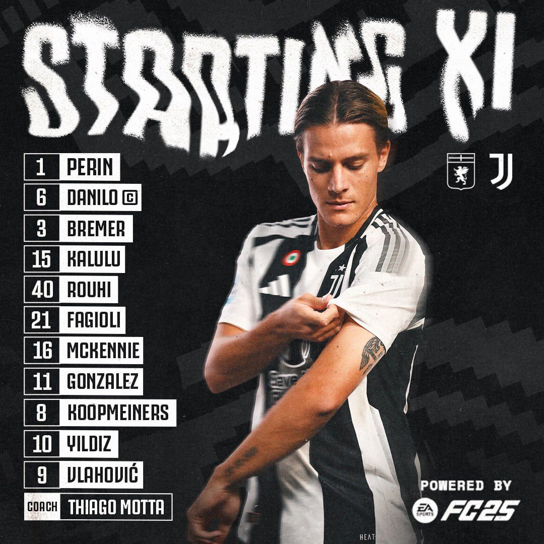 Juventus vs. Genoa Starting Lineups Released: Vlahovic Leads, Kuipers-Menas and Ildiz Included