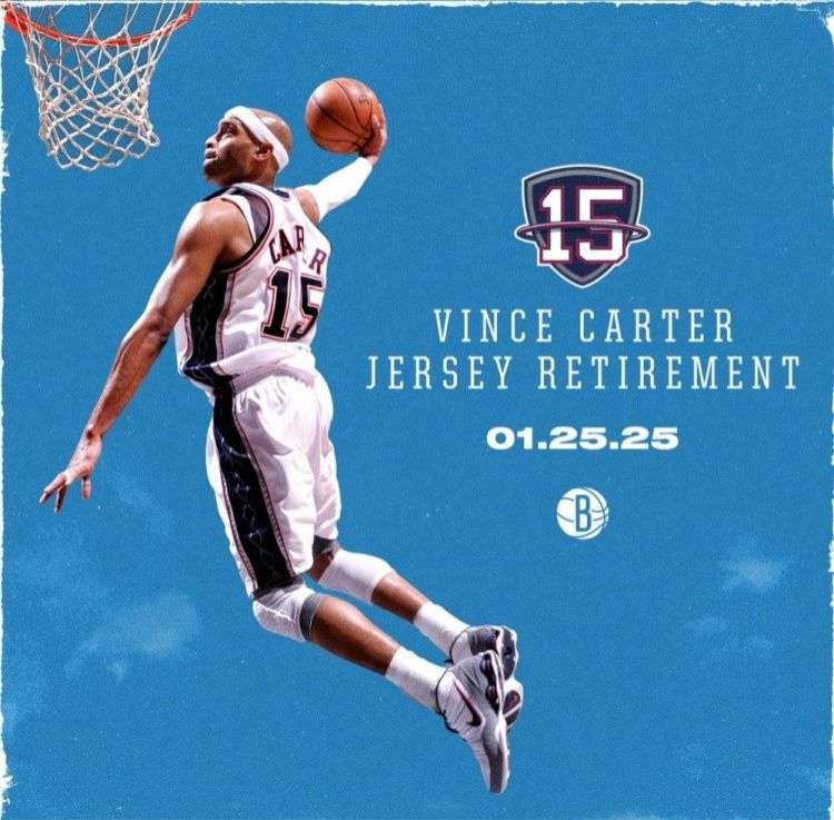 Brooklyn Nets Official Announcement: The Team Will Retire Vince Carter's Number 15 Jersey on January 26th Next Year