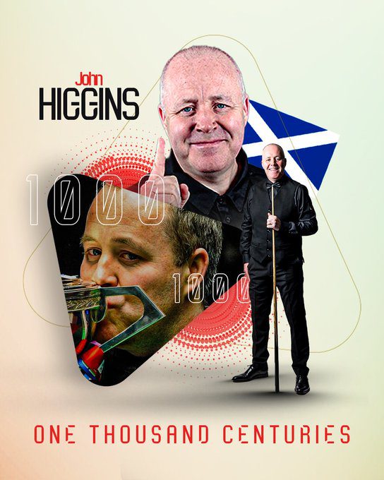 Higgins Achieves 1,000 Century Breaks Milestone, Becoming the Second Player in Snooker History to Do So