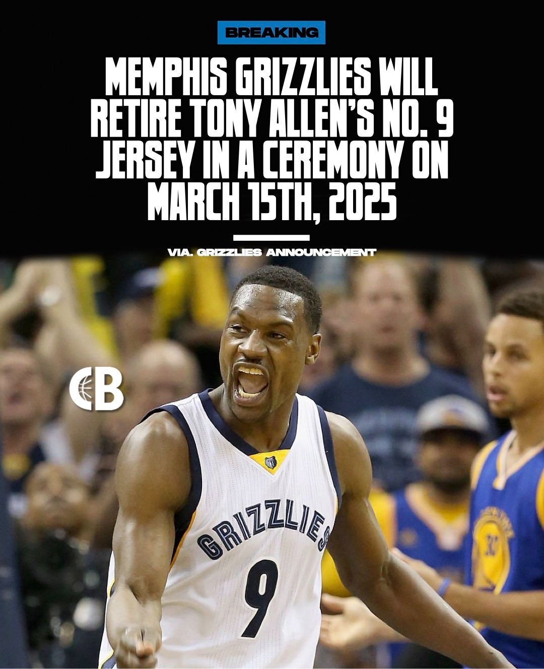 Grizzlies to Retire Tony Allen's Number 9 Jersey on March 16th Next Year