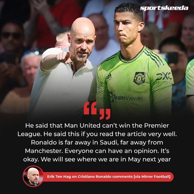 Morgan Retweets Ten Hag's Comments on Ronaldo, Mocking: You'll Be Out of Manchester United Next Week, Not Even Until the End of the Month