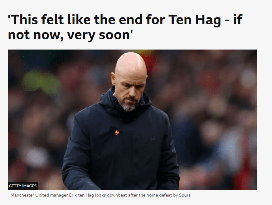 BBC: Ten Hag Looks Like He's at the End of His Rope as Manchester United Resemble a Rabble