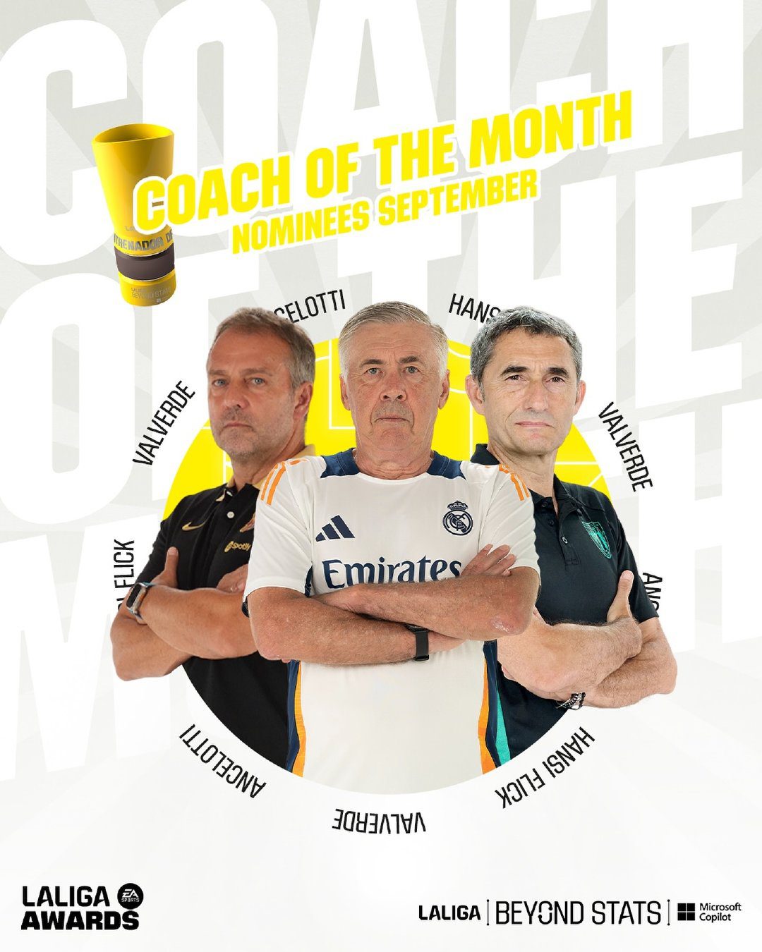 LaLiga Coach of the Month Candidates: Flick, Ancelotti, Valverde Included