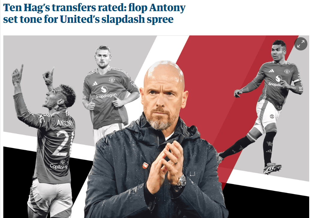 The Guardian: Five Transfer Windows and £600 Million - Manchester United's Hasty Recruitment Has Barely Paid Off