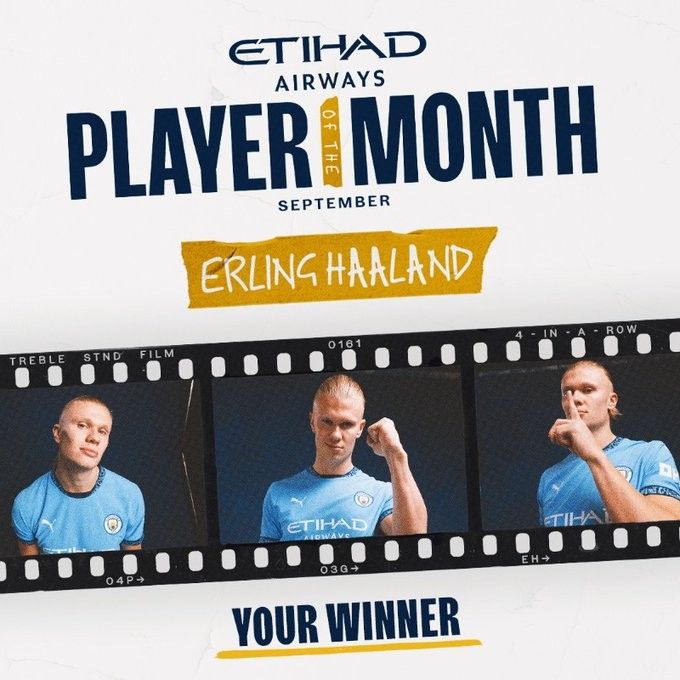 Official: Haaland Named Manchester City's Player of the Month