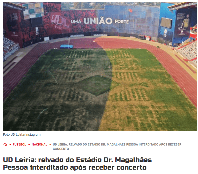 Turf in Dire State After Music Festival; Portuguese League Team Leiria Forced to Play Home Games at Neutral Venue