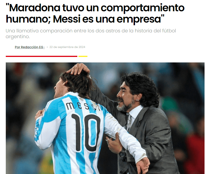 An Argentine Journalist: Maradona was a Man of Flesh and Blood, While Messi is More Like a Well-Structured Company