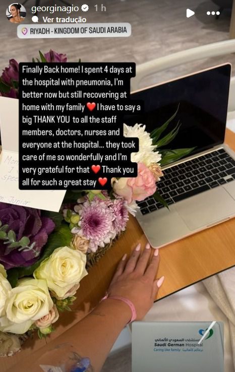 Cristiano Ronaldo's Girlfriend Georgina Reveals She Was Hospitalized for Four Days Due to Illness, Now Recovered and Back Home