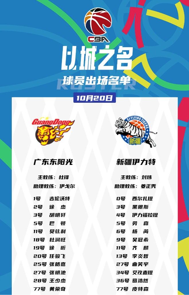 Who Can Extend the Winning Streak? Guangdong vs Xinjiang Lineups: Hu Mingxuan Leads Against Peterson, ABD Absent