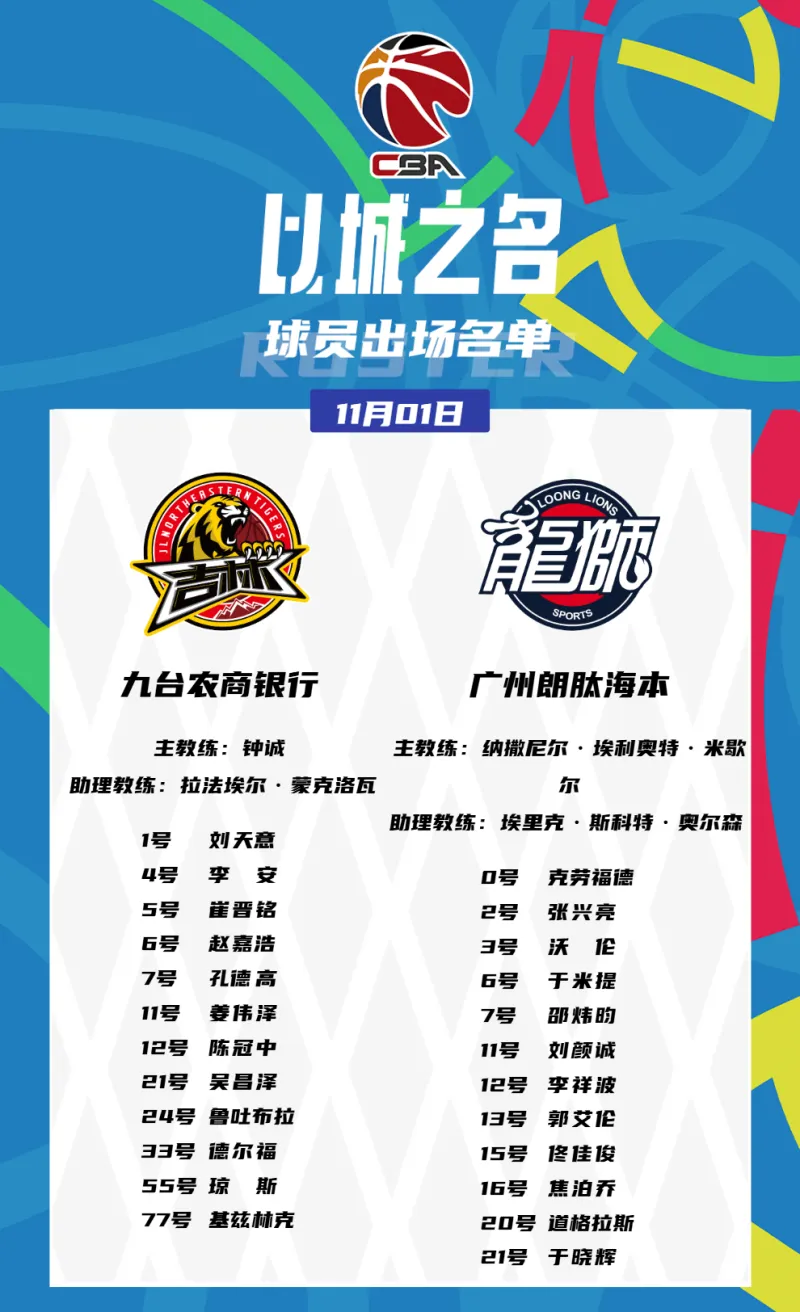 Jilin Men's Basketball Team VS Guangzhou Lineup: Old Jones Leads the Home Team Against Guo Ailun