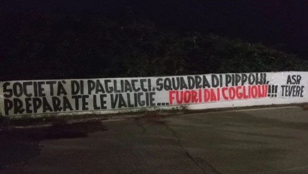 Roma Fans Display Protest Banner: Clownish Club, Management Are All Cowards